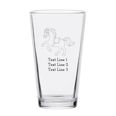 Personalized 16 oz Custom Pint Glasses - Carousel Horse - Customized Pint Glasses