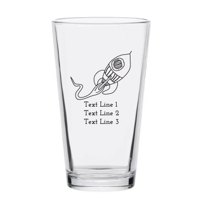 Personalized 16 oz Custom Pint Glasses - Rocket Ship - Customized Pint Glasses