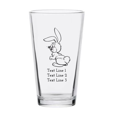 Personalized 16 oz Custom Pint Glasses - Rabbit - Customized Pint Glasses