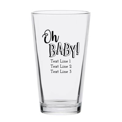 Personalized 16 oz Custom Pint Glasses - Oh Baby! - Customized Pint Glasses