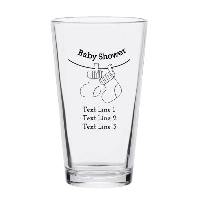 Personalized 16 oz Custom Pint Glasses - Baby Showers Hanging Socks - Customized Pint Glasses