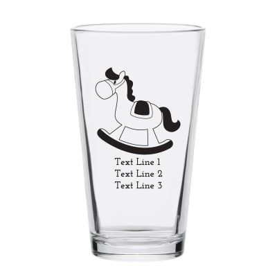 Personalized 16 oz Custom Pint Glasses - Rocking Horse - Customized Pint Glasses