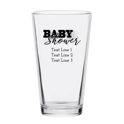 Personalized 16 oz Custom Pint Glasses - Baby Shower Confetti - Customized Pint Glasses