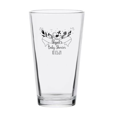 Personalized 16 oz Custom Pint Glasses - Bird with Banner - Customized Pint Glasses