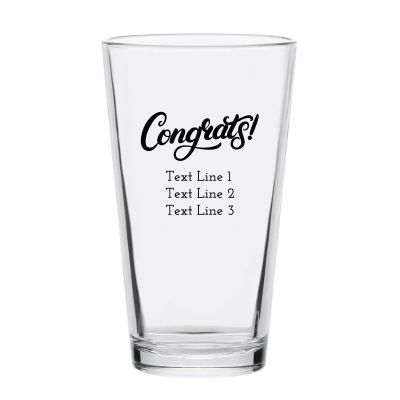 Personalized 16 oz Custom Pint Glasses - Congrats! - Customized Pint Glasses
