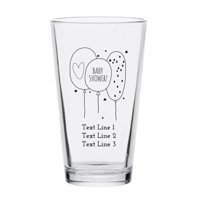 Personalized 16 oz Custom Pint Glasses - Baby Shower Balloons - Customized Pint Glasses