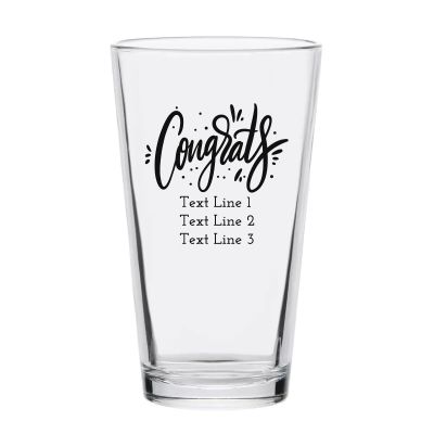 Personalized 16 oz Custom Pint Glasses - Congrats Script - Customized Pint Glasses