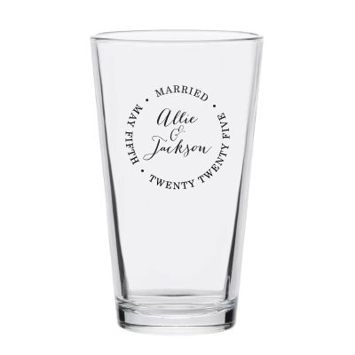 Personalized 16 oz Custom Pint Glasses - Long Form Date and Signature - Customized Pint Glasses