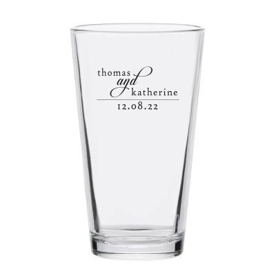 Personalized 16 oz Custom Pint Glasses - Antique Names and Date - Customized Pint Glasses