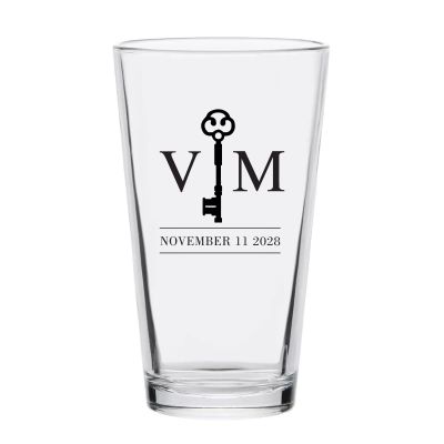 Personalized 16 oz Custom Pint Glasses - Key Initials - Customized Pint Glasses