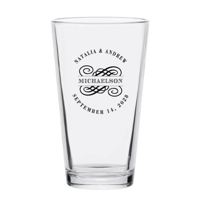Personalized 16 oz Custom Pint Glasses - Split Flourish Symbol - Customized Pint Glasses
