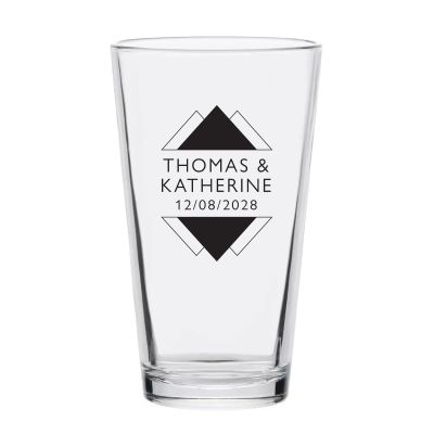 Personalized 16 oz Custom Pint Glasses - Triangle Peaks - Customized Pint Glasses