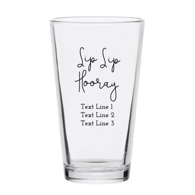 Personalized 16 oz Custom Pint Glasses - Sip Sip Hooray Handwritten - Customized Pint Glasses