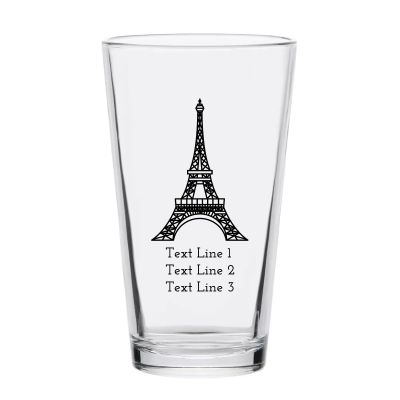 Personalized 16 oz Custom Pint Glasses - Eiffel Tower - Customized Pint Glasses