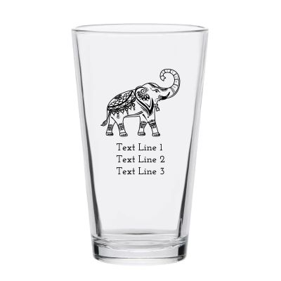 Personalized 16 oz Custom Pint Glasses - Indian Culture Elephant - Customized Pint Glasses