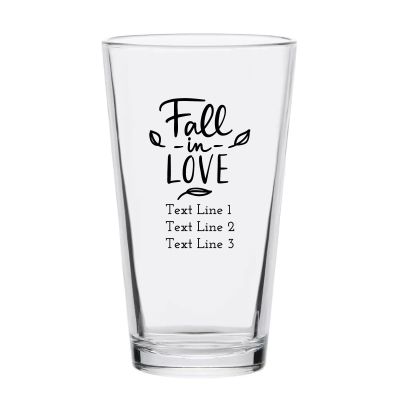 Personalized 16 oz Custom Pint Glasses - Fall in Love - Customized Pint Glasses