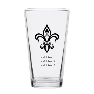 Personalized 16 oz Custom Pint Glasses - Fleur de Lis - Customized Pint Glasses