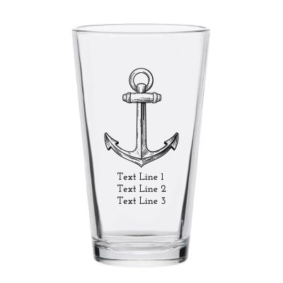 Personalized 16 oz Custom Pint Glasses - Anchor - Customized Pint Glasses