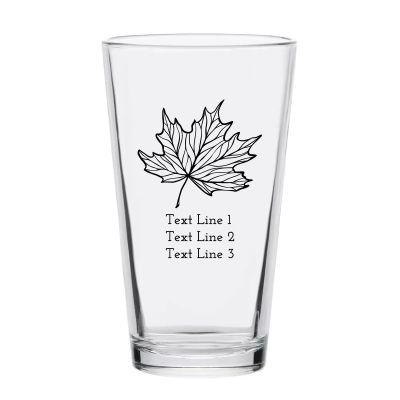 Personalized 16 oz Custom Pint Glasses - Leaf - Customized Pint Glasses