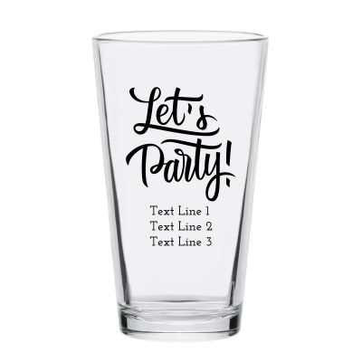 Personalized 16 oz Custom Pint Glasses - Let's Party! - Customized Pint Glasses
