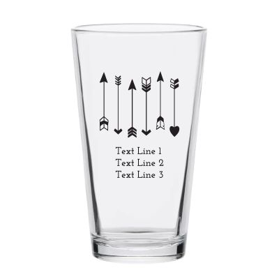 Personalized 16 oz Custom Pint Glasses - Arrows - Customized Pint Glasses