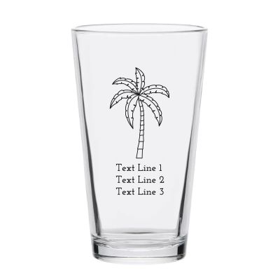 Personalized 16 oz Custom Pint Glasses - Palm Tree - Customized Pint Glasses