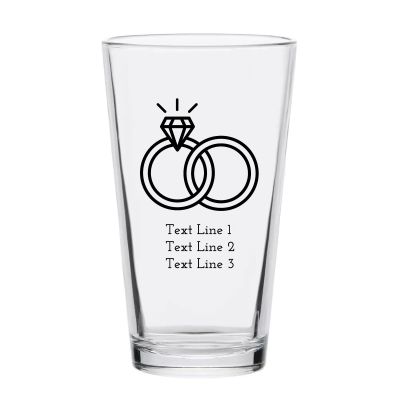 Personalized 16 oz Custom Pint Glasses - Engagement Rings - Customized Pint Glasses