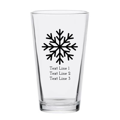 Personalized 16 oz Custom Pint Glasses - Snowflake - Customized Pint Glasses
