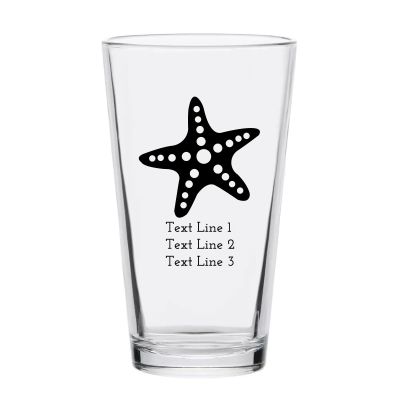 Personalized 16 oz Custom Pint Glasses - Starfish - Customized Pint Glasses