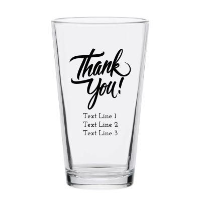 Personalized 16 oz Custom Pint Glasses - Thank You! - Customized Pint Glasses