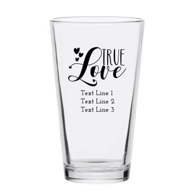 Personalized 16 oz Custom Pint Glasses - True Love - Customized Pint Glasses
