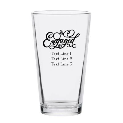 Personalized 16 oz Custom Pint Glasses - Fancy Engaged - Customized Pint Glasses