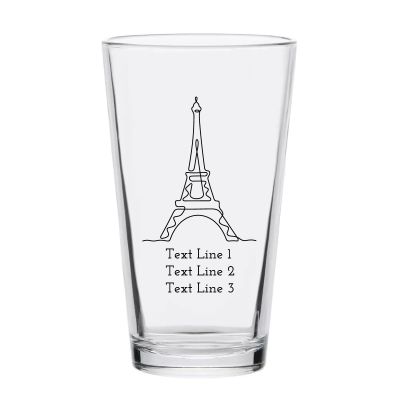 Personalized 16 oz Custom Pint Glasses - Abstract Eiffel Tower - Customized Pint Glasses