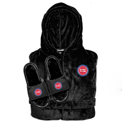 Detroit Pistons Fur Slide Sandals & Robe Bundle