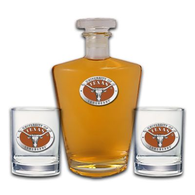 University of Texas Longhorns - Royal Decanter with 2 Double Old Fashioned Glasses