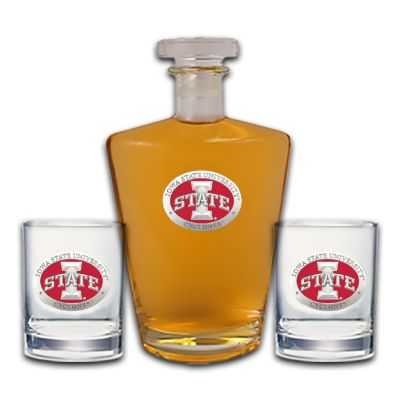 Iowa State Cyclones - Royal Decanter with 2 Double Old Fashioned Glasses