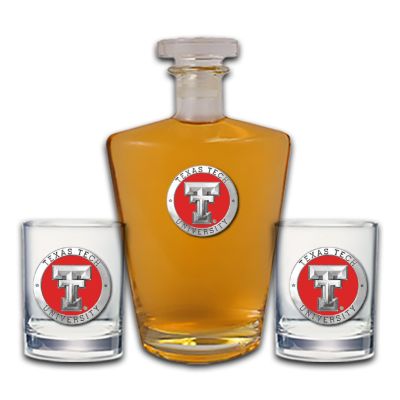 Texas Tech - Royal Decanter with 2 Double Old Fashioned Glasses