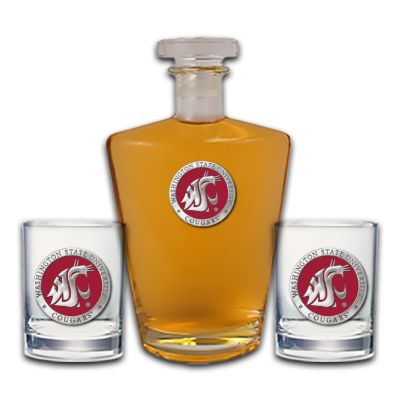 Washington State University Cougars - Royal Decanter with 2 Double Old Fashioned Glasses