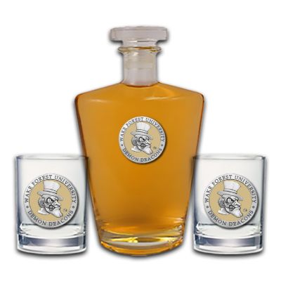 Wake Forest University Demon Deacons - Royal Decanter with 2 Double Old Fashioned Glasses