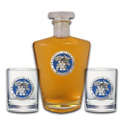 University of Kentucky Wildcats - Royal Decanter with 2 Double Old Fashioned Glasses