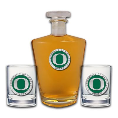 University of Oregon Ducks - Royal Decanter with 2 Double Old Fashioned Glasses