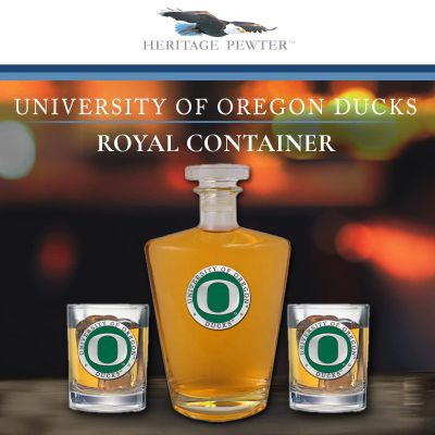 University of Oregon Ducks - Royal Decanter with 2 Double Old Fashioned Glasses