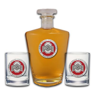Ohio State Buckeyes - Royal Decanter with 2 Double Old Fashioned Glasses