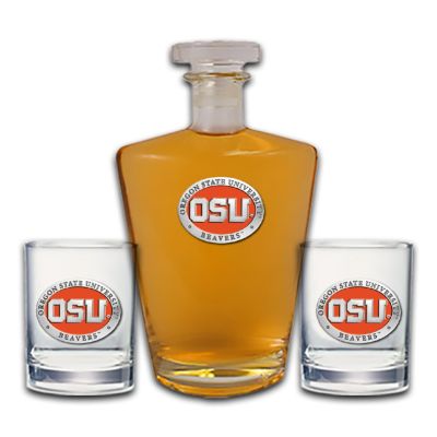 Oregon State University Beavers - Royal Decanter with 2 Double Old Fashioned Glasses