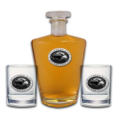 Southern Miss Golden Eagles - Royal Decanter with 2 Double Old Fashioned Glasses