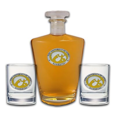 Iowa Hawkeyes - Royal Decanter with 2 Double Old Fashioned Glasses