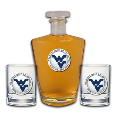 West Virginia University Mountaineers - Royal Decanter with 2 Double Old Fashioned Glasses