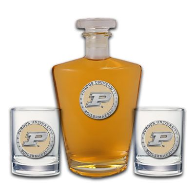 Purdue University Boilermakers - Royal Decanter with 2 Double Old Fashioned Glasses