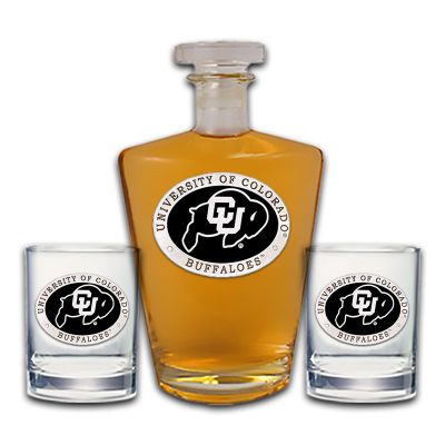 Colorado Buffaloes - Royal Decanter with 2 Double Old Fashioned Glasses