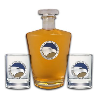 Georgia Southern University Eagles - Royal Decanter with 2 Double Old Fashioned Glasses